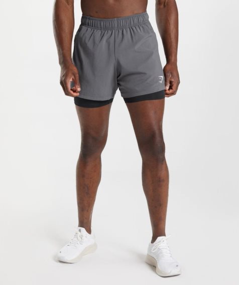 Men's Gymshark Sport 5" 2 In 1 Shorts Grey | NZ 7AKRIL